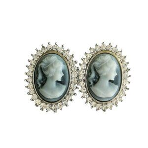 Blue Cameo crystal Halo Earrings 🆕
